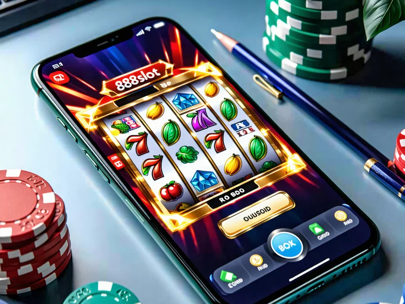 Giao diện ứng dụng cờ bạc trên điện thoại Android, hiển thị trò chơi 888slot và các nút điều khiển