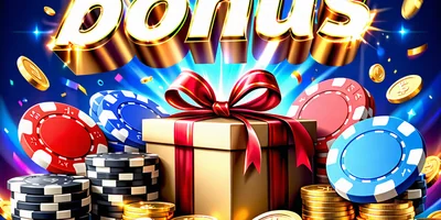 Hình ảnh minh họa tiền thưởng và khuyến mãi 888slot, với đồng tiền vàng, chip casino, biểu tượng quà tặng và dòng chữ 'Bonus' rực rỡ.