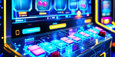Hình ảnh minh họa xu hướng tương lai của 888slot, với công nghệ VR/AR, giao diện game hiện đại, sáng tạo và biểu tượng AI.