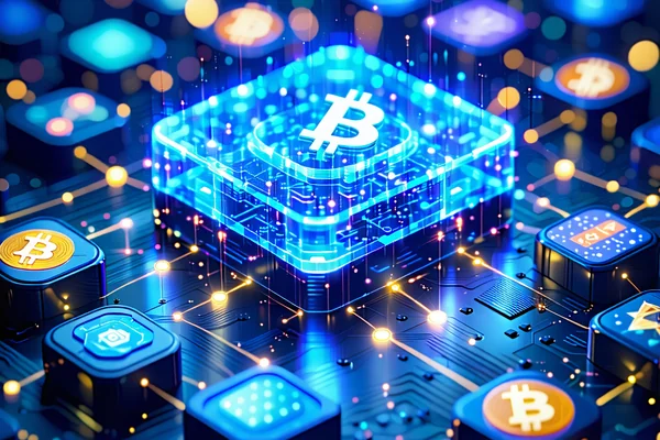 Minh họa công nghệ Blockchain và tiền điện tử trong giao dịch cờ bạc trực tuyến