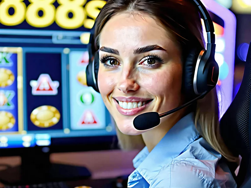 Hình ảnh nhân viên hỗ trợ khách hàng của 888slot đang tư vấn qua tai nghe