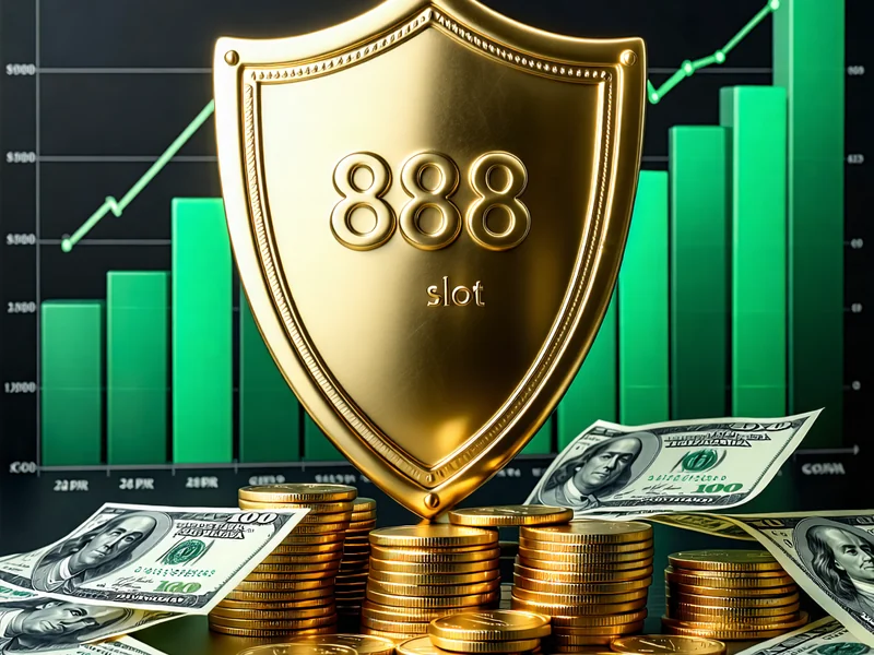 Biểu tượng lá chắn và tiền tệ, tượng trưng cho quản lý rủi ro và vốn trong cá cược tại 888slot